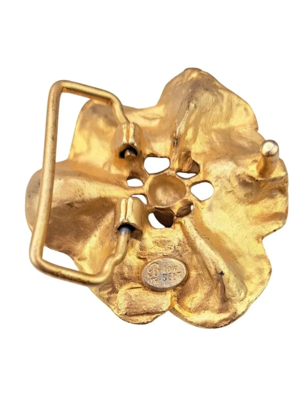B-Low The Belt Buckle Orange Flower Gold-Tone Metal Enamel Floral Statement - Picture 2 of 8